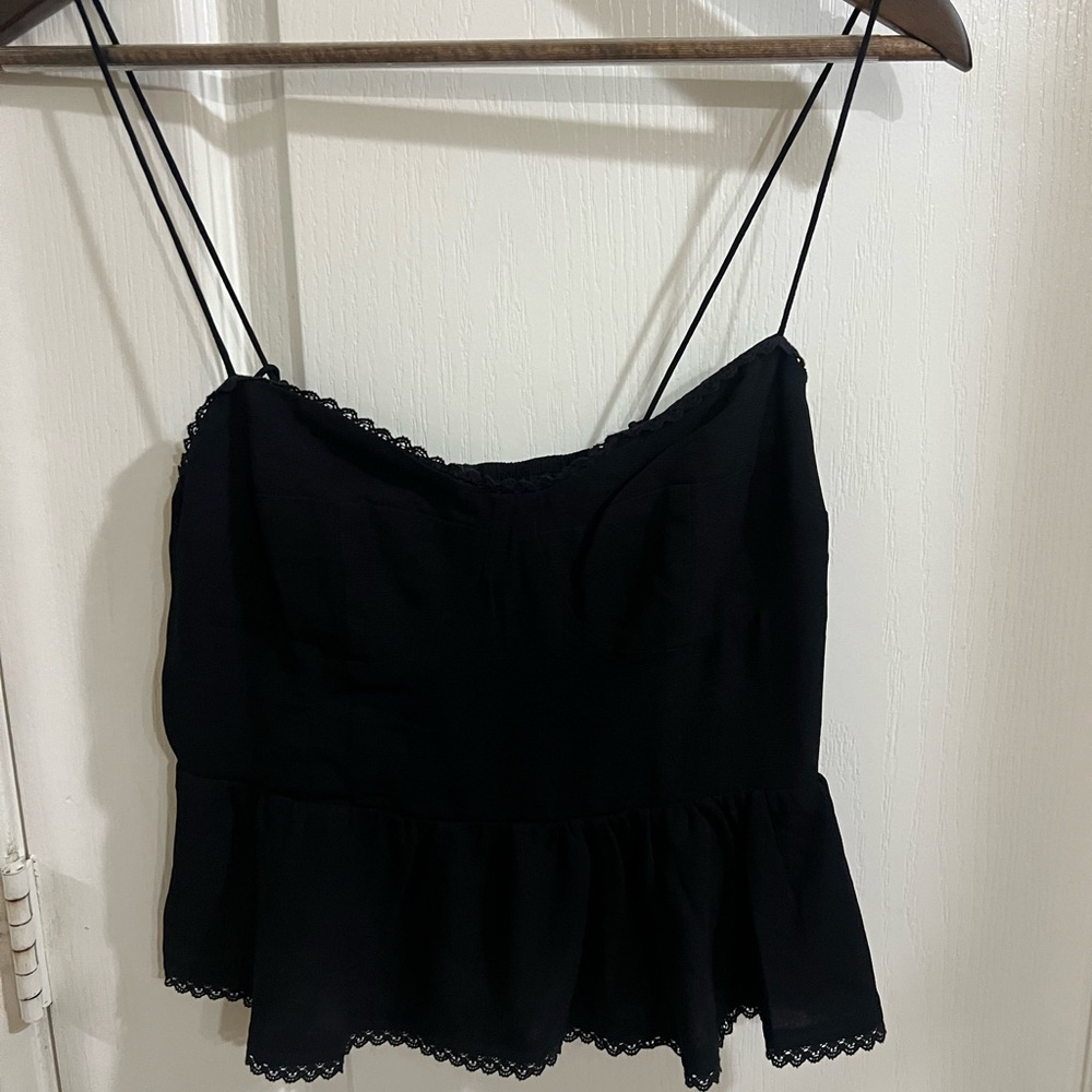 Black Cropped Peplum Tank Top